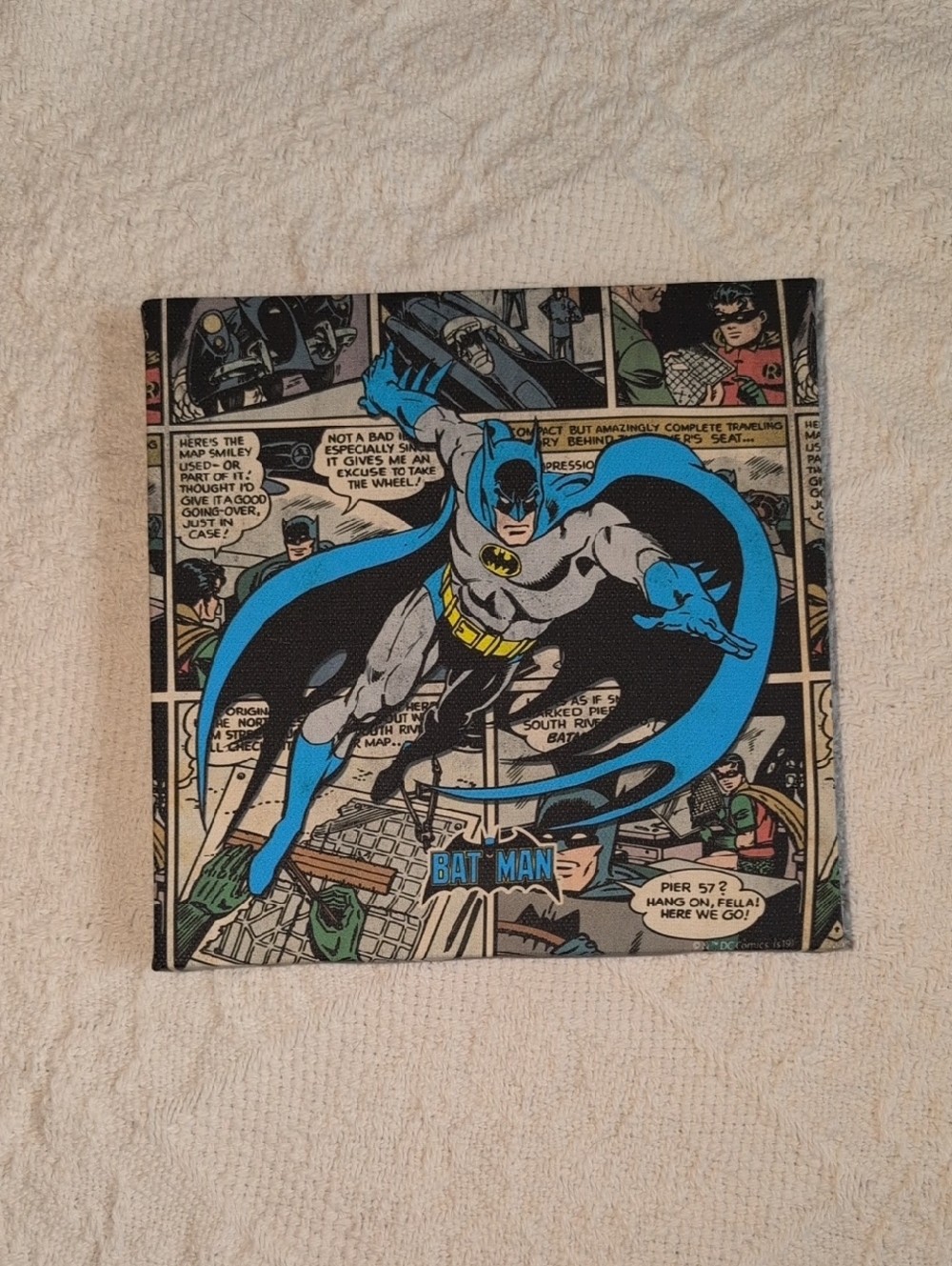 Batman Comic Art Canvas - Blue, Black, Gray